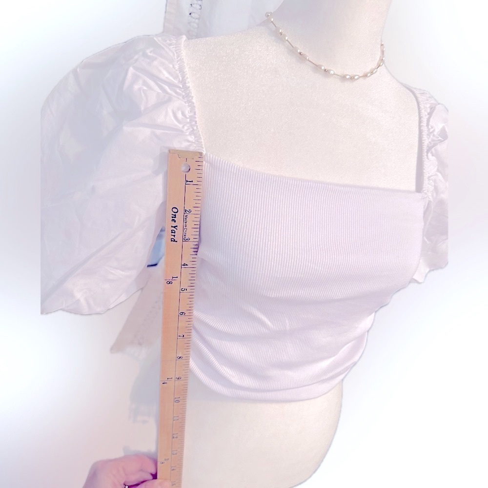 NWT Zara cropped top puff sleeves  stretchy bodice On or off shoulder - Picture 11 of 14